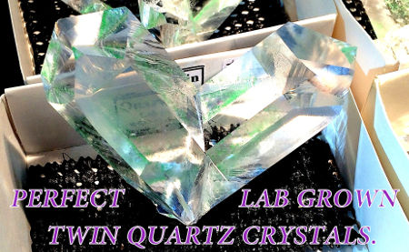Perfect Laboratory Grown Twin Quartz Crystals