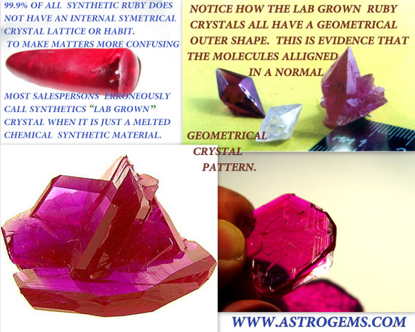 synthetic crystal and lab grown crystal comparison with ruby
